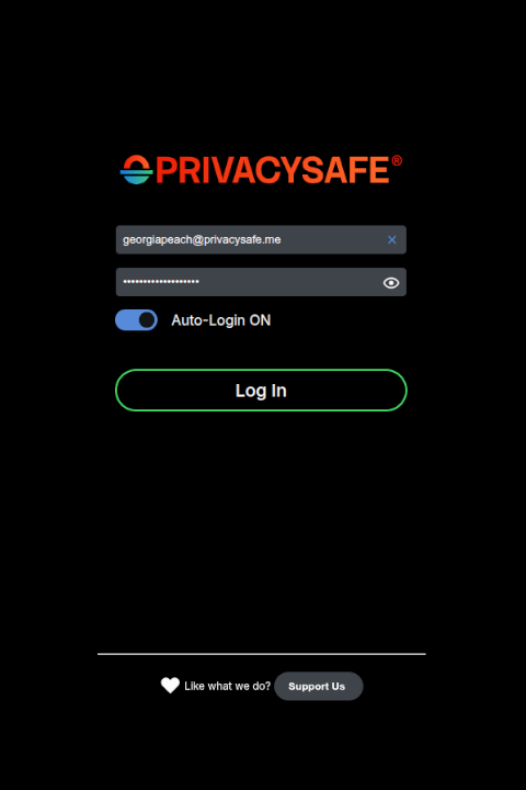 PrivacySafe My Apps screen showing Chat, Contacts, Inbox, and Treasure
